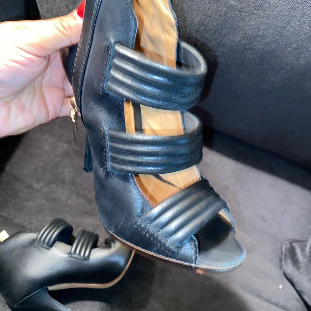 L.A.M.B  ZEA black open toe ankle boot/sandal